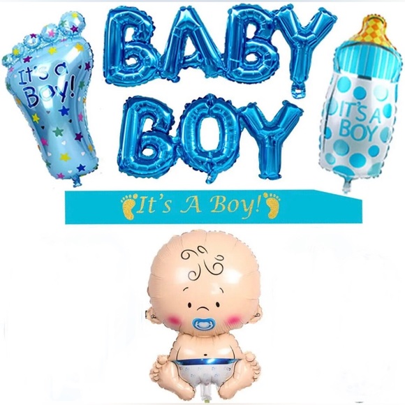 Boy baby shower items.Stick props, It’s a Boy sash, pacifier confetti & balloons - Picture 8 of 8